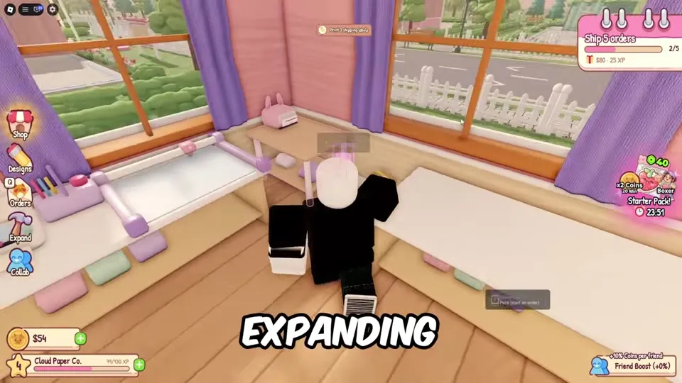 Avatar walking in the expanded bedroom shop