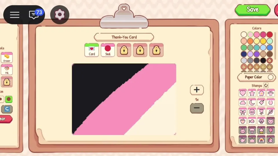 Bookmark design with black and pink diagonal halves