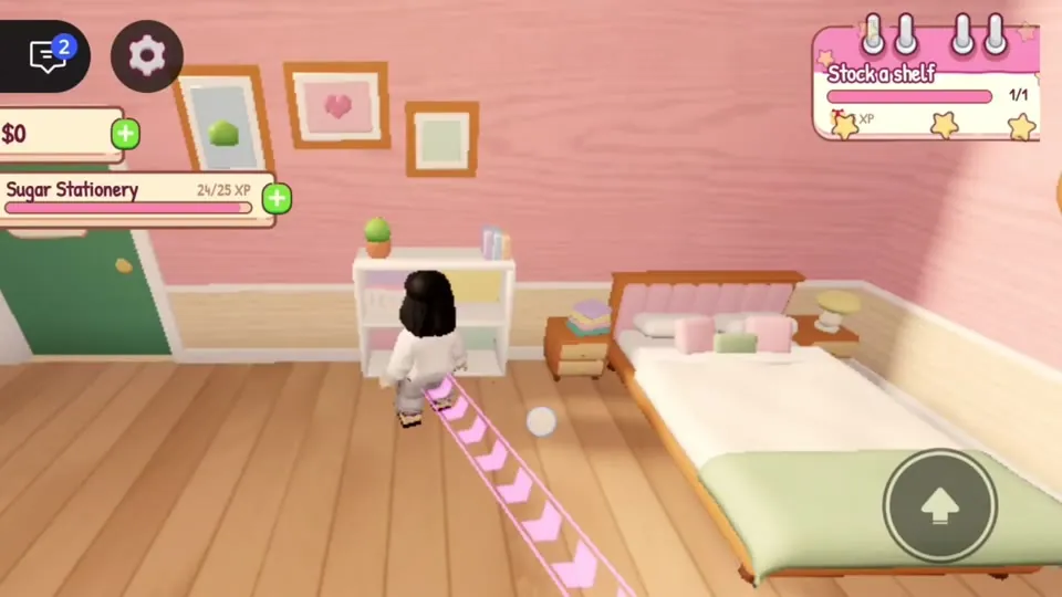 Cozy pink room with bed