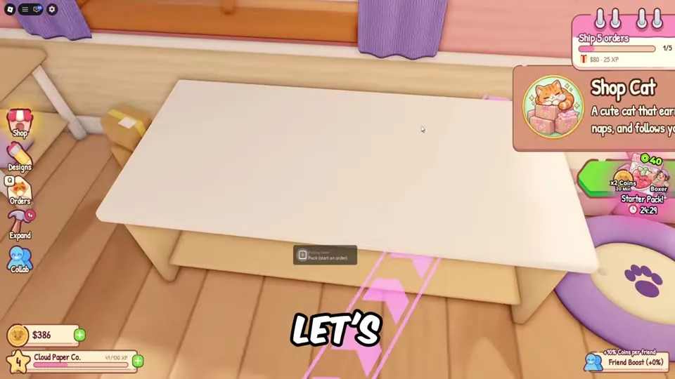 Empty packing table with a tape dispenser