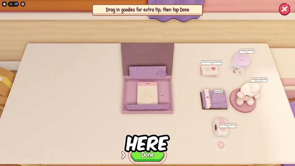 Open box with stickers being packed