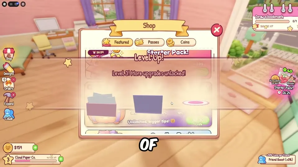 In-game shop popup